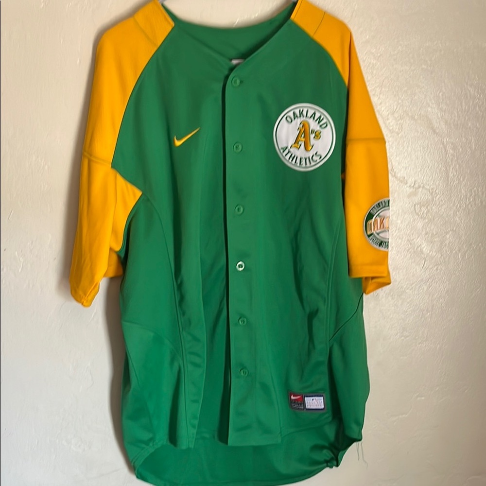 Jackson 9 Green and Yellow Oakland Athletics Jersey
